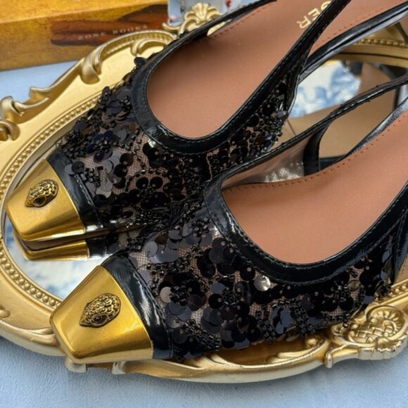 🆕 KURT GEIGER LONDON 🧿 NWOB Regent Floral Sequin Low Heel Slingback Sz 37 US 7 - Picture 11 of 14